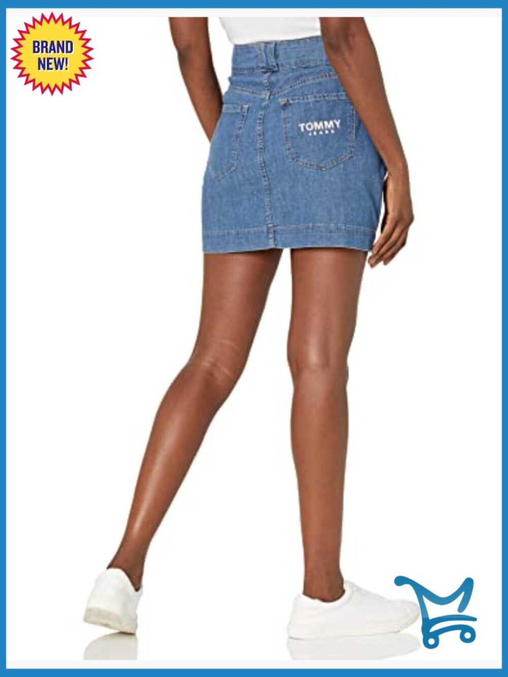 Mid-Rise Mini Denim Skirt with Zipper and Button Closure - Picture 2 of 2